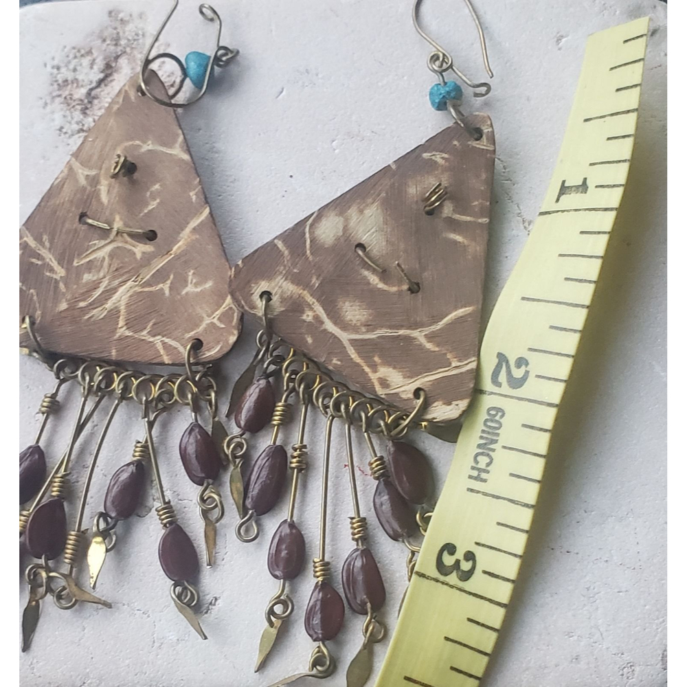Brown, metal, and turquoise triangle geometric Egyptian Revival - Picture 5 of 6